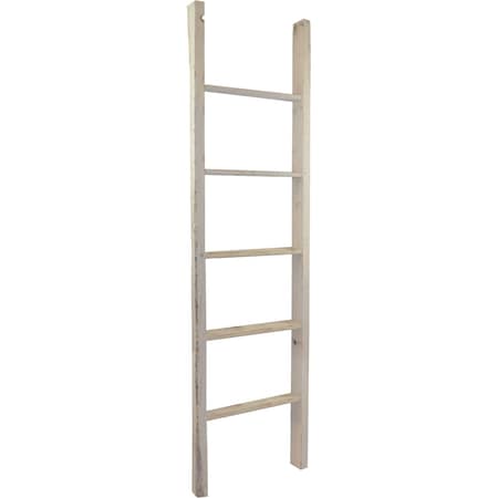 Ekena Millwork 19"W x 72"H x 3 1/2"D Vintage Farmhouse 5 Rung Ladder, Barnwood Decor Collection, Chalk Dust White DECR019X072X04LDRWH